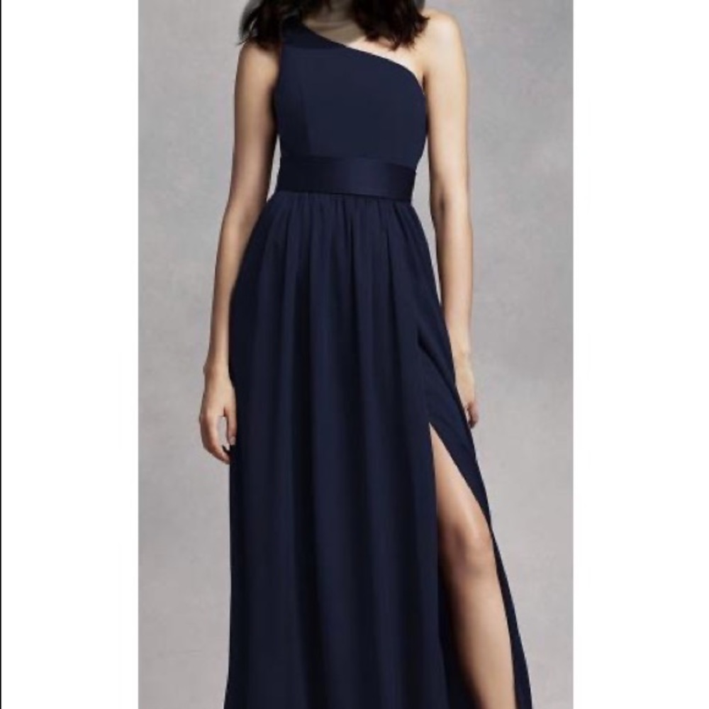 NAVY ONE SHOULDER BRIDESMAID DRESS